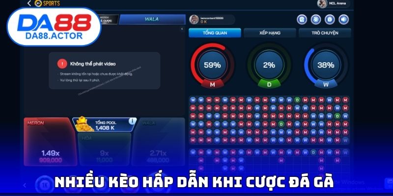 Đá Gà Thomo - Xem Trực Tiếp Full Hd, Không Giật Lag Tại DA88 4 Nhiều kèo hấp dẫn khi cược đá gà